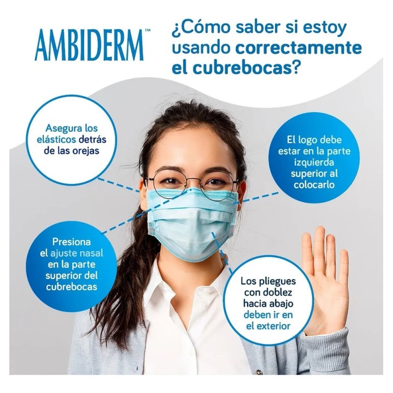 Cubreboca Econoply 3 Pliegues Ambiderm Colorfull Caja C/50 Color Amarillo