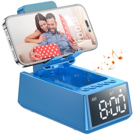 Birthday Gifts for Men Women, Cell Phone Stand Bluetooth Speaker with Anti-Slip Base, Hd Surround Sound, Cool Multi Functional Gadget, Unique Gift for Him, Her, Husband, Wife, Dad, Mom (Blue)