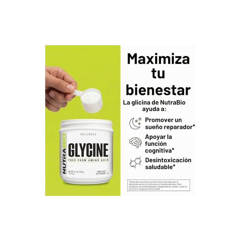 NutraBio Glycine Powder - Free Form Amino Acid Supplement -