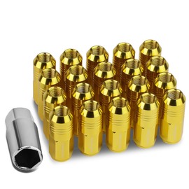 DNA MOTORING LN-ZTL-9020-15-GD 20Pcs Closed End Design M12 x 1.5 Aluminum Alloy Wheel Lug Nuts + Deep Drive Extension Adapter, 20mm OD/50mm Height (Gold)