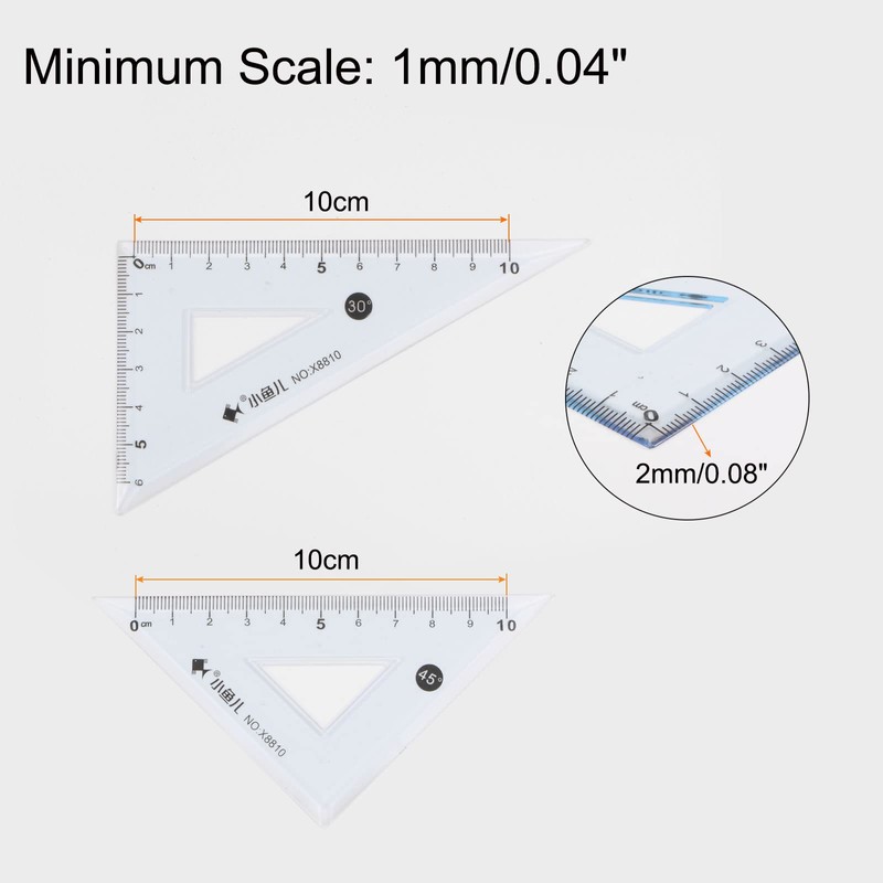 HARFINGTON 6piece Triangle Ruler Square Set 10cm 30/60 and 45/90