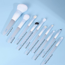 MSQ 10 PCS Makeup Brushes Professional Set Frosted Crystal Handles Comfortable to Hold and Easy to Use. Travel Make up Brushes Set with Bag