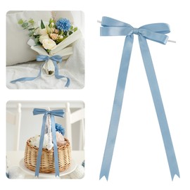 AIMUDI Dusty Blue Bows 5 × 10" Satin Bows for Gift Wrapping Twist Tie Bows Premade Ribbon Bows for Bouquets Invitations Baskets Crafts Wreaths Wedding Birthday Baby Shower Party Decorations, 36 PCs