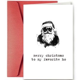 SuperShunhu Funny Christmas Card for Wife Girlfriend, Cute Santa Claus Card for Friend Her, Snarky Xmas Card, Merry Christmas to My Favorite Ho