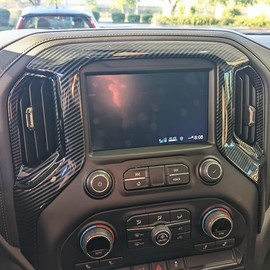 Fewshaw Carbon Fiber Center Console Dashboard Kit Trim for 2019-2025 Chevy Silverado/GMC Sierra 1500 2500 3500 (8-Piece Set)