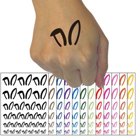 Easter Bunny Ears Temporary Tattoo Water Resistant Fake Body Art Set Collection - Black (One Sheet)