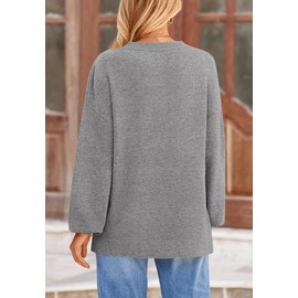 PRETTYGARDEN Women's Winter Sweaters Casual Crew Neck Long Sleeve Pullover Ribbed Knit Loose Fit Sweater Tops (Grey,X-Large)
