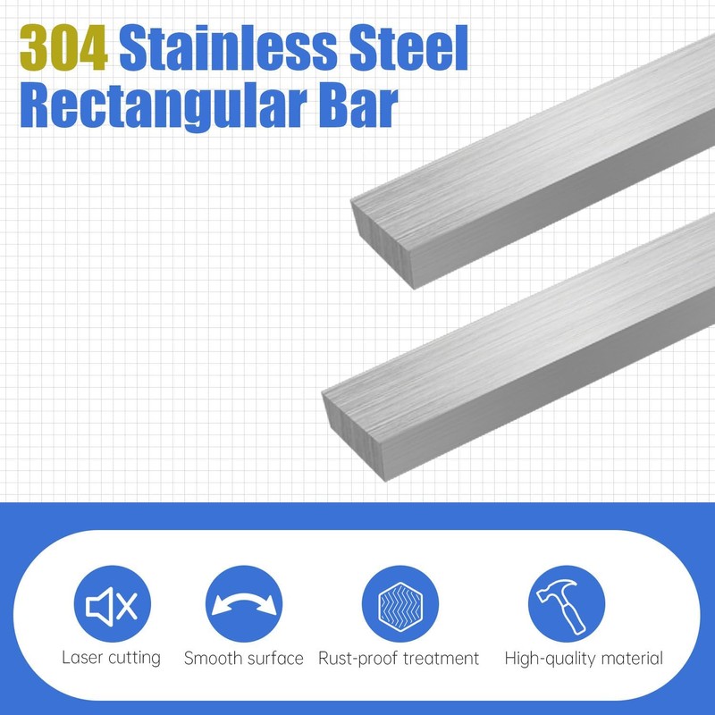304 Stainless Steel Flat Bar 2PCS, 1/4" Thick 1 3/16"