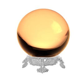 Amlong Crystal Yellow Crystal Ball 50mm (2 inch) with Silver Eagle Stand