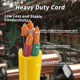 PlugSaf 10FT 30 Amp Generator Extension Cord 4 Prong, NEMA L14-30P/L14-30R 10 Gauge STW 125/250V Twist Lock Generator Cord Heavy Duty, Yellow ETL Listed