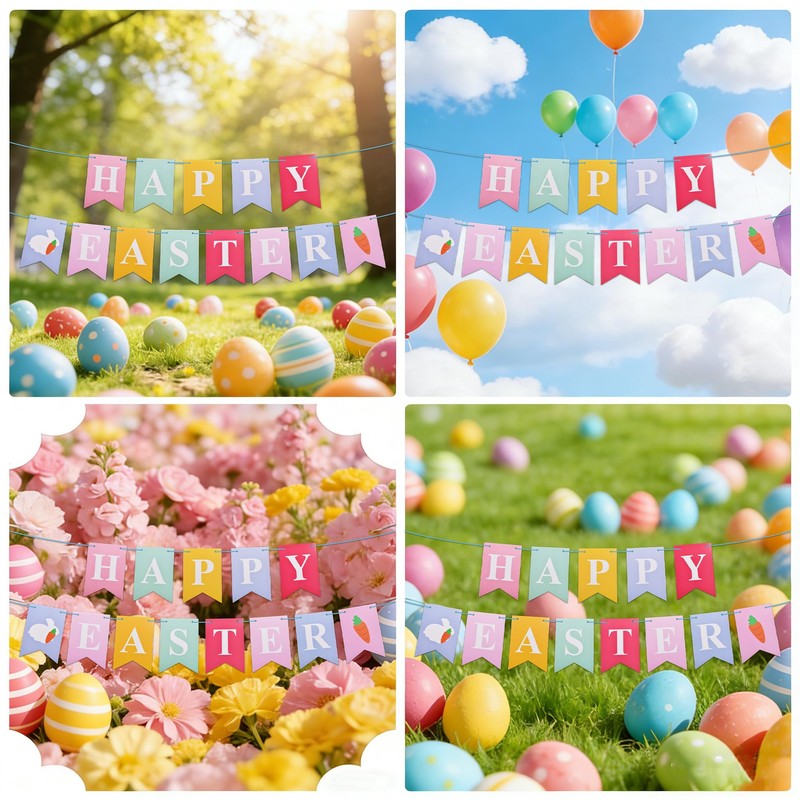 Happy Easter Banner Kit - Easter Bunny Carrot Flags +