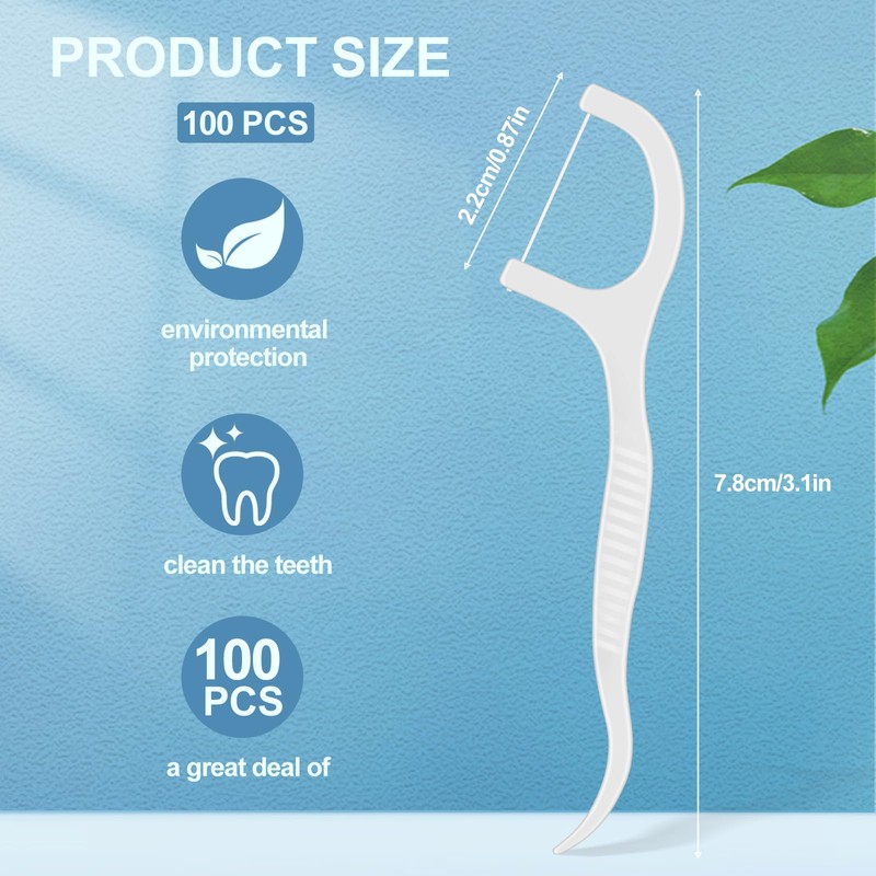 100 Count Dental Floss Picks, Easy Grip Handle Floss Picks