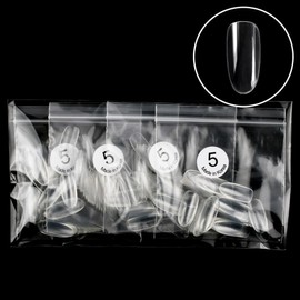 Elvia Nail Tips Oval No. 5, Clear, 200 pcs / 엘비아 네일팁 오발 5호, 클리어, 200개