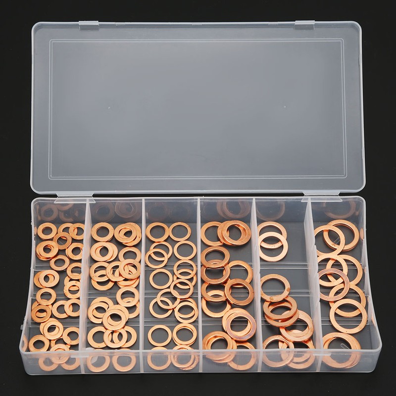 110Pcs Copper Washer Flat Fixing Sealing Fasteners Assortment Kit for