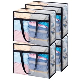 Bolsas para Guardar Ropa Transparentes 40L 75L Bolsas Almacenaje Ropa Plegable de PVC, Cajas Almacenaje con Asas Organizar para Mantas Ropa Juguetes  