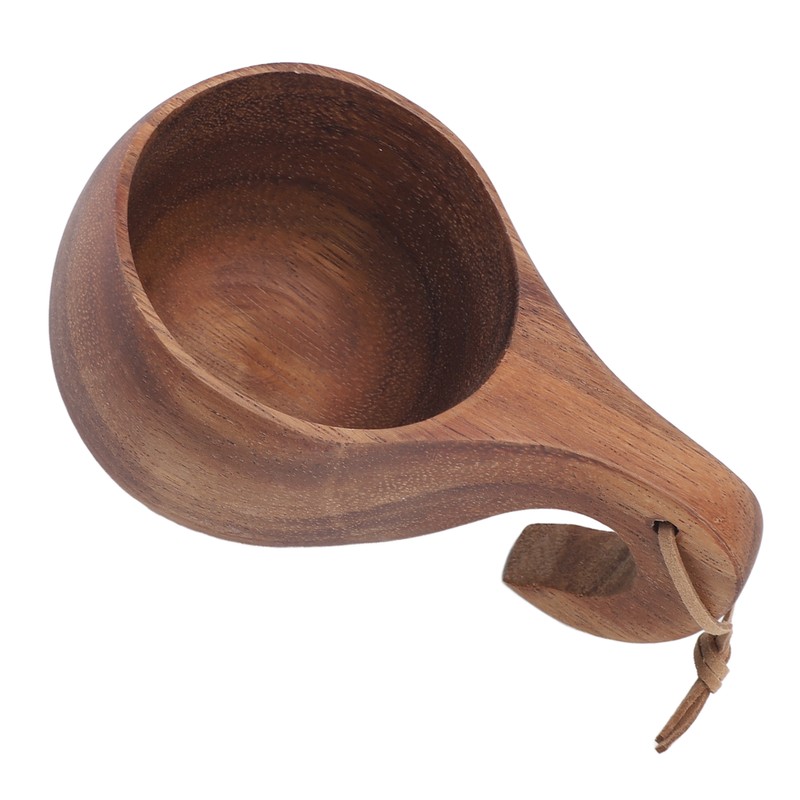 Wooden Coffee Cup with Handle Comfortable Grip Rustic Decorative Milk