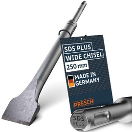 Presch SDS-Plus Wide Chisel - Extremely Robust, Durable 40mm Wide Cutting Edge - for All Demolition Work (250mm Length) - Rotary Hammer Chisel Made of high-Performance Steel for Powerful Strikes