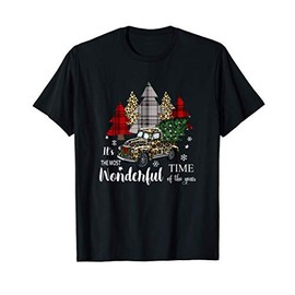 Vintage Truck with Christmas Tree Ladies Leopard Print T-Shirt