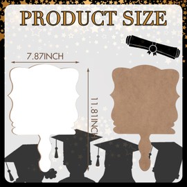 Anglechic 2 Pcs Sublimation Paddle Fans Blanks Wooden Church Handheld Face Fans Picture Frame Photo Props DIY Crafting Gift for Wedding Graduation Parties Supplies