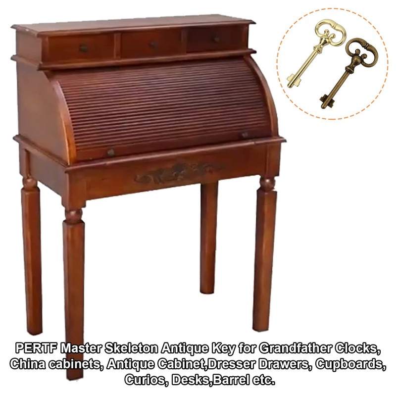 KY-8 (D-1902) Roll Top Desk Antique Brass Plated Hollow Lock