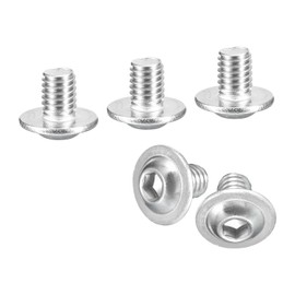 sourcing map Flanged Button Head Socket Cap Screws, 100 Pcs M6x8mm - 304 Stainless Steel Socket Drive Fasteners Bolts, Fully Thread Machine Screws for Furniture Installation (Silver)
