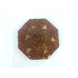 PRAJET CRYSTALS Prajet Energized Orgonite Healing Crystals Hexagonal Vastu Plate Energy Generator Crystal Gemstones Unique Approx. Size 4.5 inch * 1.5 cm Thickness (Red Jasper Orgone Plate)