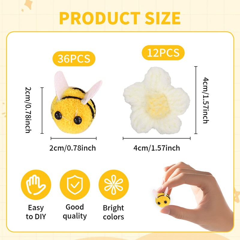 Thoquene Pack of 48 Bee Decorations, 36 Pieces Bee with