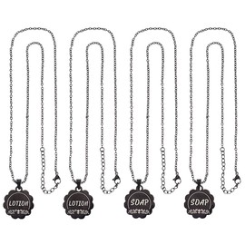 AHANDMAKER 4Pcs Lotion/Soap Tags, Stainless Steel Soap Dispenser Chain Labels Soap Bottle Labels Dispenser Set Hanging Tags for Mason Jar Decoration Kitchen Bathroom Organization, Black