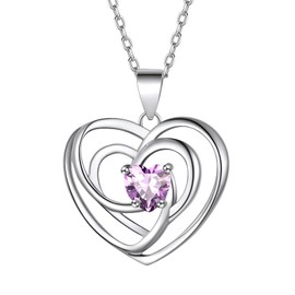 925 Sterling Silver Necklace Heart Infinity Necklaces for Women June Birth Fake Diamond Cute Birthstone Jewelry For Mom