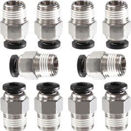 MSAEIQUN 5/32 Air hose fittings, Push to Connect Air fittings Male Straight 5/32 Inch Tube OD x 1/8 NPT Thread Fitting (Pack of 10)