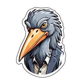 Set of 2 - Cartoon Shoebill Bird Vinyl Sticker Decal, Business Suit Design, Gray and Orange,SUV, Van, Window, Bumper, Wall, Laptop, Tablet, Cup,Tumbler Or Any Smooth Surface
