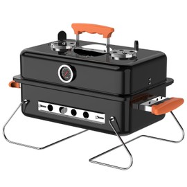 KEYO GRILL 16-Inch Heavy Duty Portable Charcoal Grills, 168 Sq. In. Dual Vent Control Camping BBQ Grills with Foldable Legs, Lid Thermometer Compact Outdoor Grill for Backyard, Tailgate, Boat