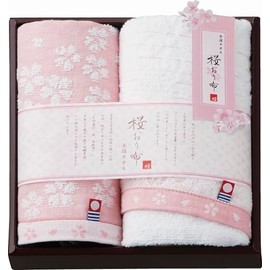 Stylem Takisada-Osaka Imabari Towel, Cherry Blossom Cloth Towel Set, Gift, Set of 2, Face Towel x 1, 13.0 x 31.5 inches (33 x 80 cm), Hand Towel x 1, 13.0 x 13.4 inches (33 x 34 cm), Cherry Blossom