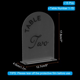 uxcell 15pcs Matte White Arch Acrylic Sign with Stand, 5 x 7 Inch Acrylic Arch Table Number Holders for Wedding Party Table Centerpiece Decoration (Number 1-15)