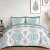 WONGS BEDDING Aqua Comforter Set King Size, Damask Texture 7