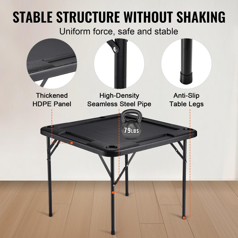 VEVOR Folding Card Table, 4 Player Portable with 4 Cup