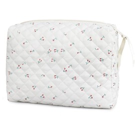 Cotton Floral Cosmetic Organizer Bag,1Pc Travel Cotton Floral Makeup Bag,Cotton Quilted Floral Make up Bag,Flower Pattern Cosmetic Bag Floral Cotton Quilted Makeup Bag,Cotton Floral Cotton Makeup Bag