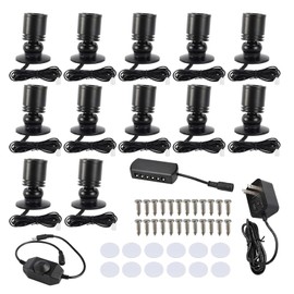 YaeCCC Dimmable LED Mini Spotlight Jewelry Showcase Display Lights Black Shell Surface Mount (Pack-12,Daylight 6400k)