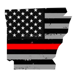 OwnTheAvenue Arkansas AR State Outline Red Colors Flag Support Fire Fighters Vinyl Sticker