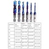 6pcs Spiral Tap Drill Bit Set Blue Plating Coating Hex