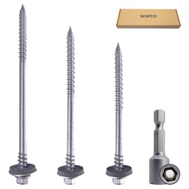 SKIR'CO (Pack of 20) Self Tapping 6.4 x 190mm Grey Coated Screws with EPDM Washers for Sandwich Panels, Hex Head