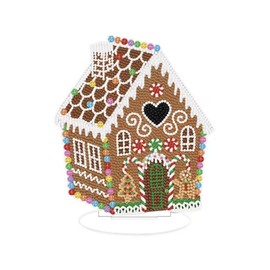Syntego 5D DIY Cute Christmas Gingerbread House Diamond Painting Art Kit Rhinestone Acrylic Table top Ornament Decoration