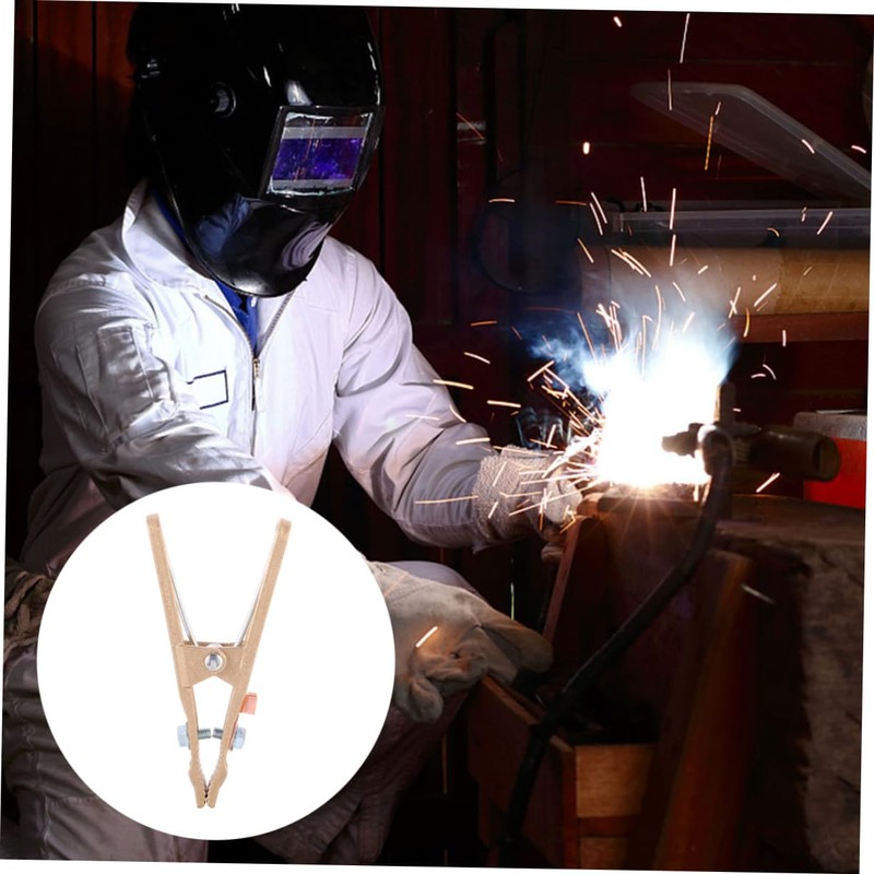 Tofficu Copper Welding Ground Clamp Electroplated Earth Clip for Manual