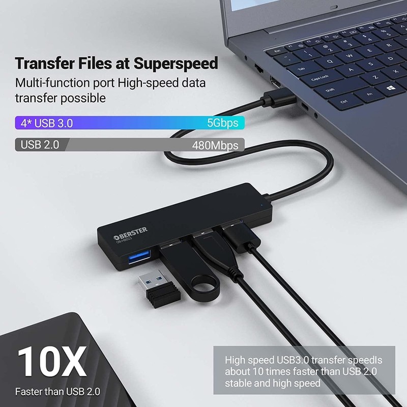 OBERSTER USB C Hub, 4-in-1 USB C Multiport with Fast