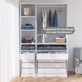 ORLISA Set of 8 Drawer Organisers, Compatible with PAX Wardrobe, 50 x 58 cm, Foldable, Sturdy, Robust Storage Boxes for Clothes, Grey