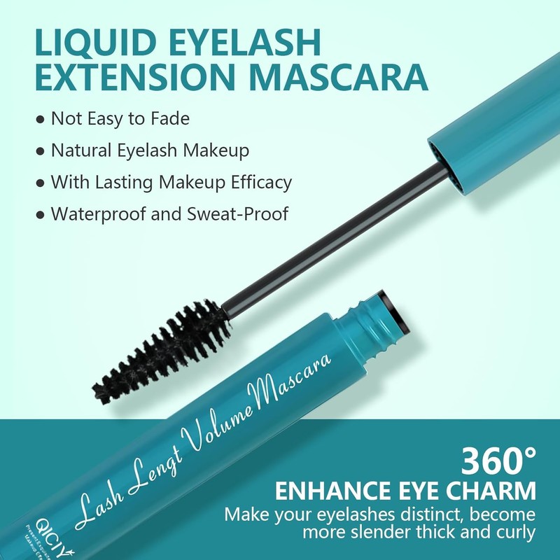 Lash Extension Mascara, Volumizing and Lengthening, Smudge-Proof, Waterproof, Long Wear,