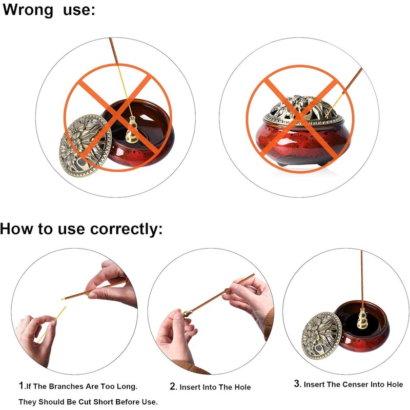 Ceramic Incense Burner with Incense Stick Holder (Red)