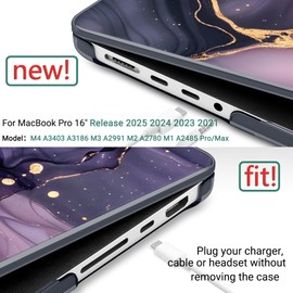 DONGKE for M4 MacBook Pro 16 Inch Case 2024 2023 2021 A3403 A3186 M3 A2991 M2 A2780 M1 A2485 Pro/Max Chip, Plastic Hard Shell Case & Keyboard Cover for Mac Pro 16 with Touch ID, Marble & Flower