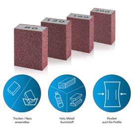 TOOLCORE® Sanding Sponge Set – XXL | 8 Pieces - K80-200 | Wood-Metal-Plastic | Wet & Dry Use | Flexible & Washable | Emery Paper, Sanding Sponge Wood, Sanding Sponge Fine to Coarse