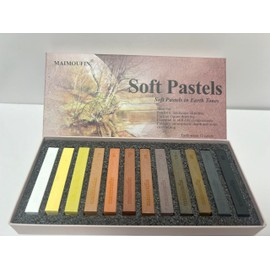 MAIMOUFIN 12-Pack Earth Tone Square Soft Pastels Water-Soluble Blendable Artist Drawing Pastels Set for Artists & Hobbyists Drawing, Painting & Sketching (Brown)